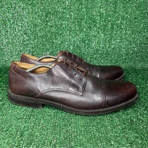 Hunters Bay Men's Oxford Dress Shoes Cap Toe Black Leather Lace Up Sz 12